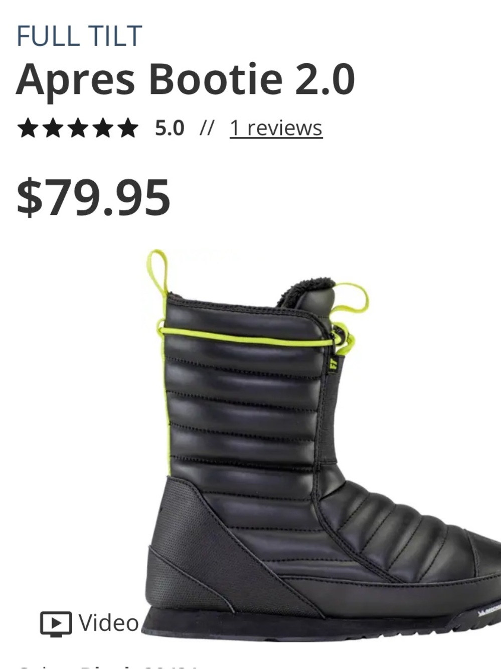 Full Tilt Apres 2.0 Booties — Black with Neon Yellow